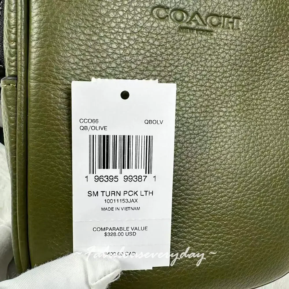 Coach Men's Small Turner Pack In Leather/Qb/Olive CCO66 NWT